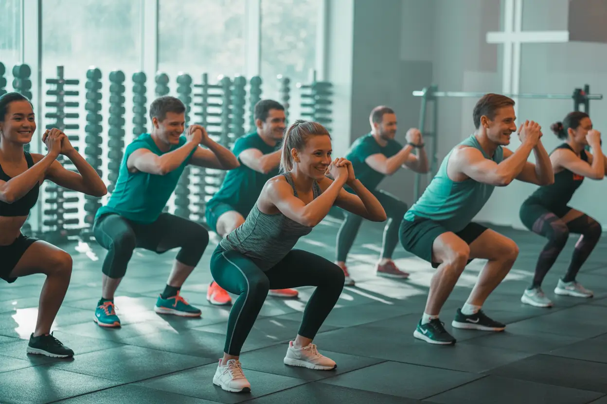 Personal trainers working with clients in a modern gym in Victoria BC