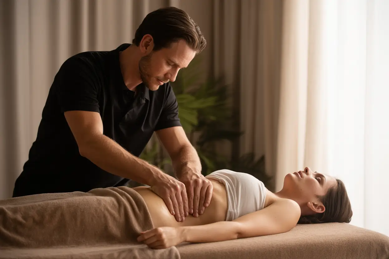 Chronic Pain Massage Victoria 3 Visceral Manipulation technique demonstration
